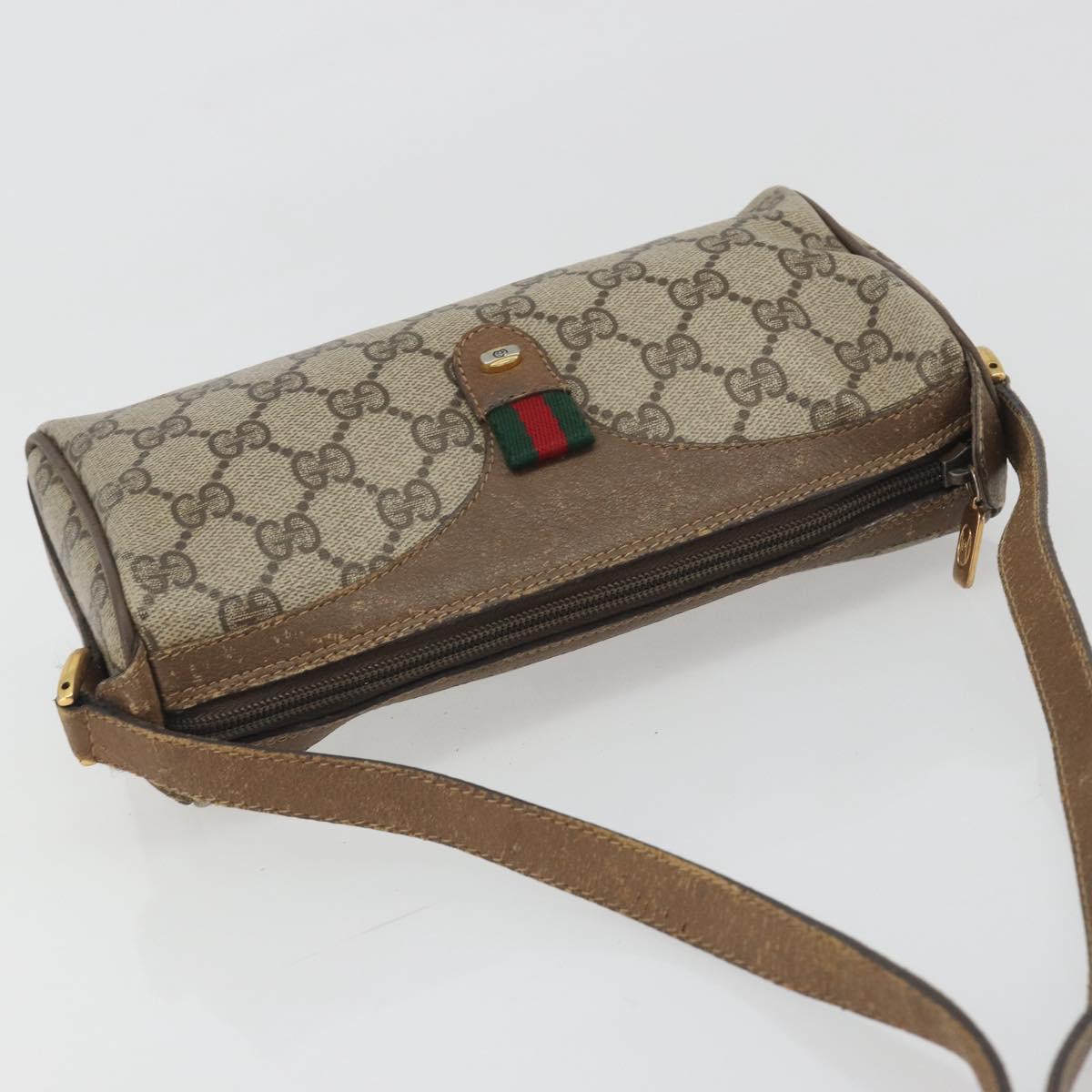 GUCCI GG Supreme Shoulder Bag PVC Leather Beige Gold Tone 89 02 018 Auth BA14153