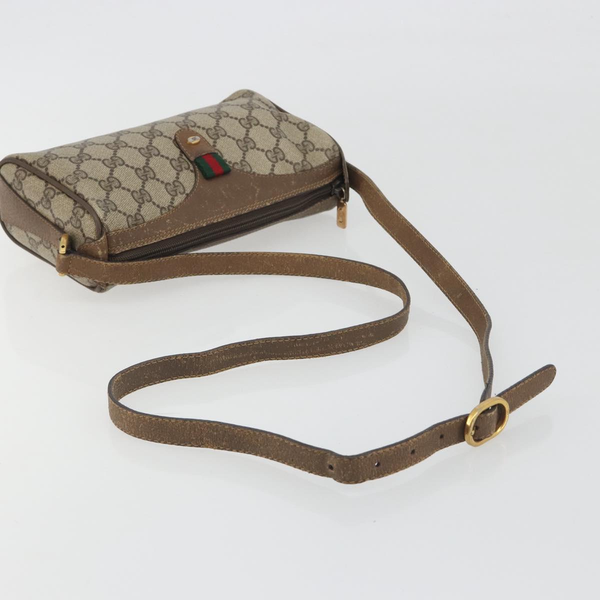 GUCCI GG Supreme Shoulder Bag PVC Leather Beige Gold Tone 89 02 018 Auth BA14153