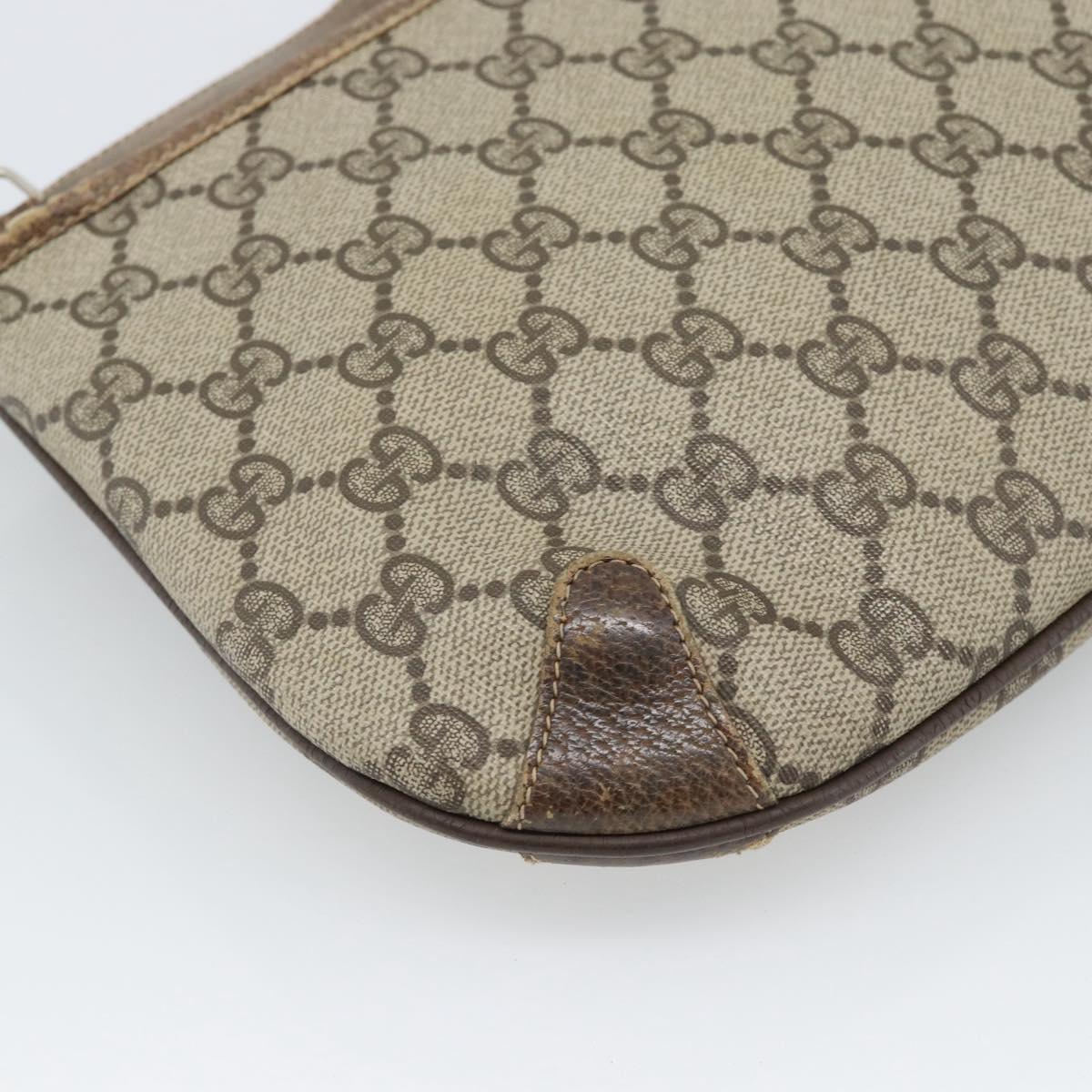 GUCCI GG Supreme Web Sherry Line Shoulder Bag PVC Beige Gold Auth BA14154