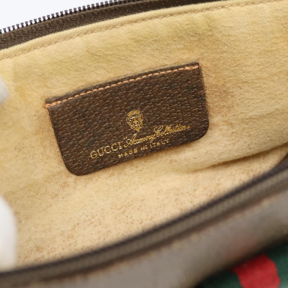 GUCCI GG Supreme Web Sherry Line Shoulder Bag PVC Beige Gold Auth BA14154