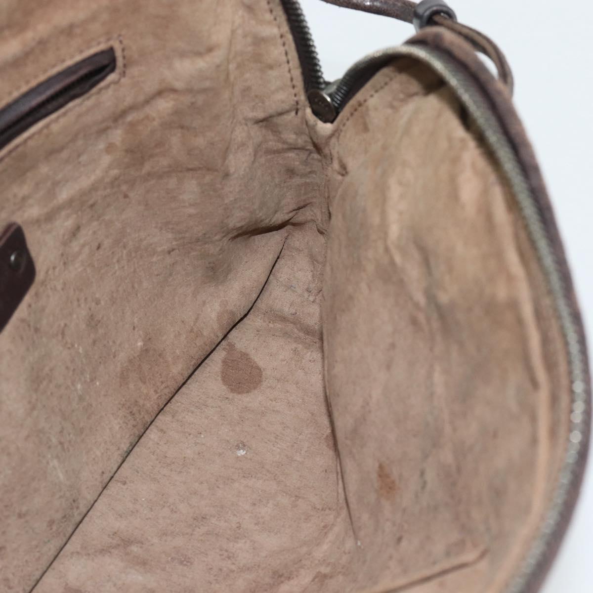 BOTTEGA VENETA INTRECCIATO Shoulder Bag Leather Brown Silver Auth BA14156