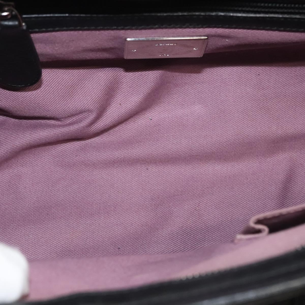 BALLY Hand Bag Leather Black Gold Auth BA1416