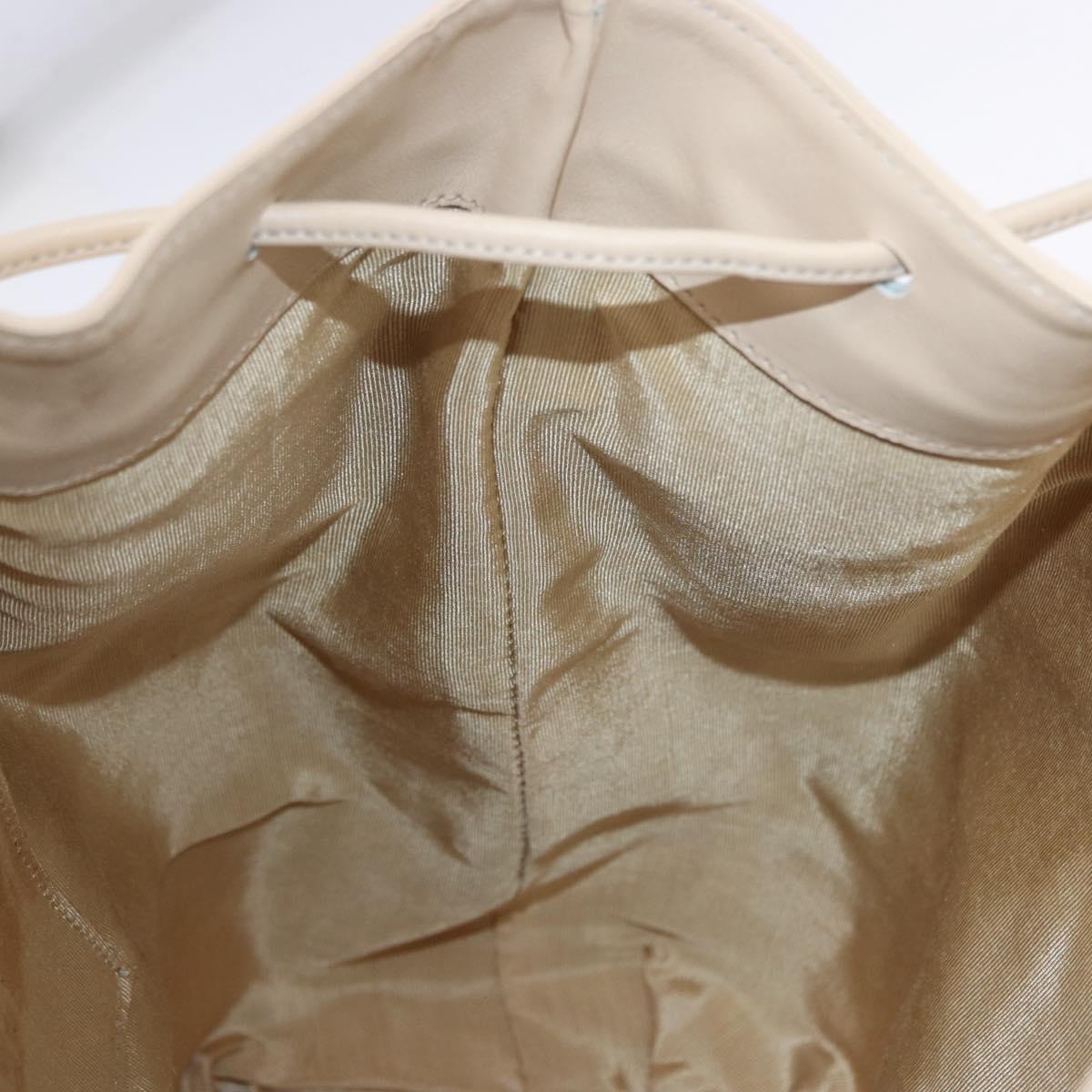 VALENTINO Drawstring Shoulder Bag Leather Ivory Auth BA14162V