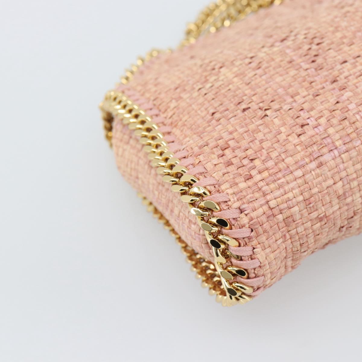 Stella MacCartney Raffia Falabella Chain Shoulder Bag Pink Gold Auth BA14163V