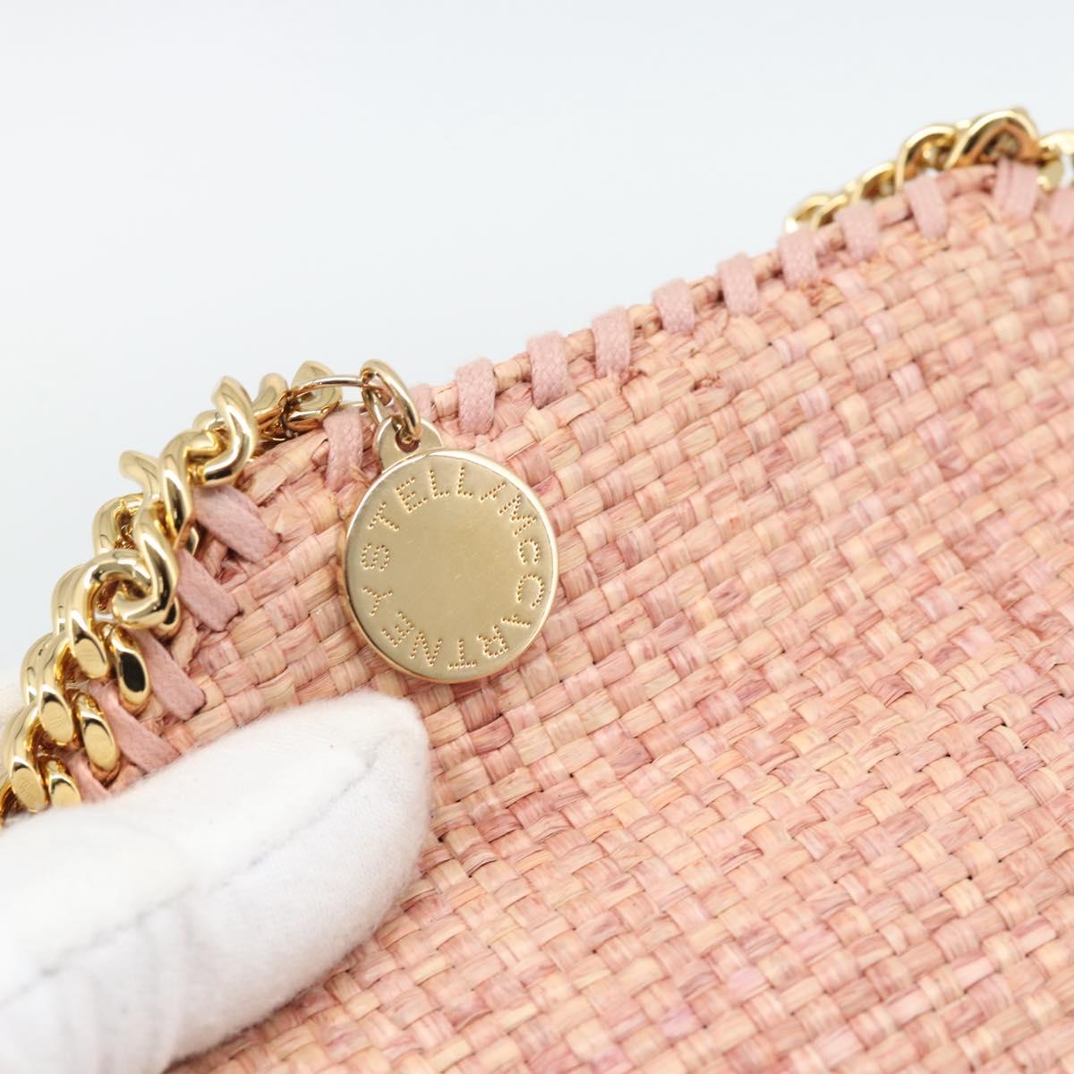 Stella MacCartney Raffia Falabella Chain Shoulder Bag Pink Gold Auth BA14163V