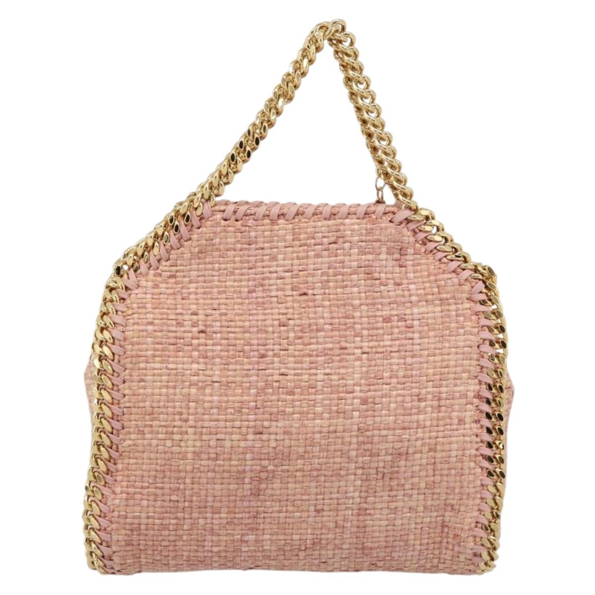 Stella MacCartney Raffia Falabella Chain Shoulder Bag Pink Gold Auth BA14163V