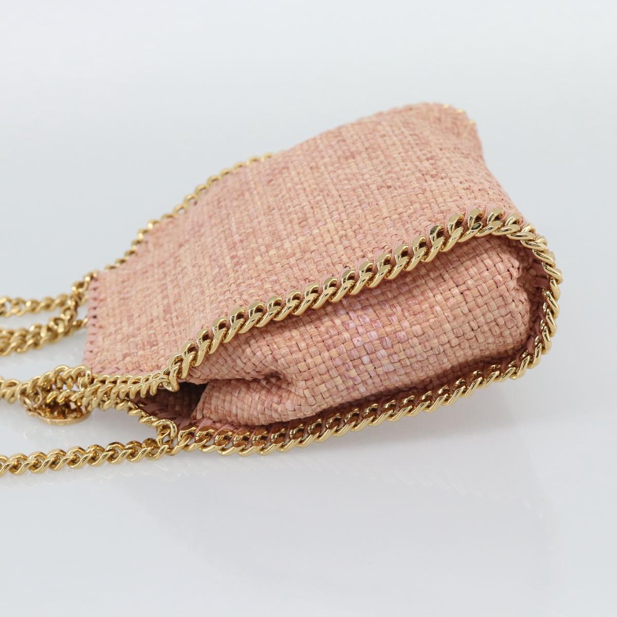 Stella MacCartney Raffia Falabella Chain Shoulder Bag Pink Gold Auth BA14163V