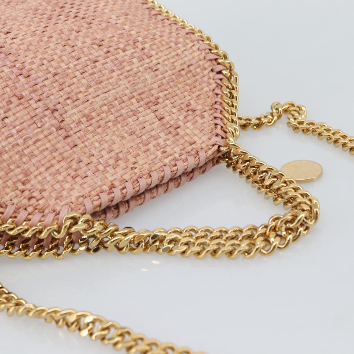Stella MacCartney Raffia Falabella Chain Shoulder Bag Pink Gold Auth BA14163V