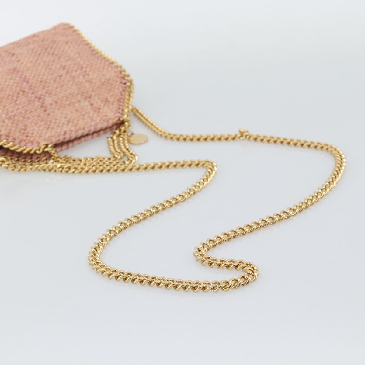 Stella MacCartney Raffia Falabella Chain Shoulder Bag Pink Gold Auth BA14163V