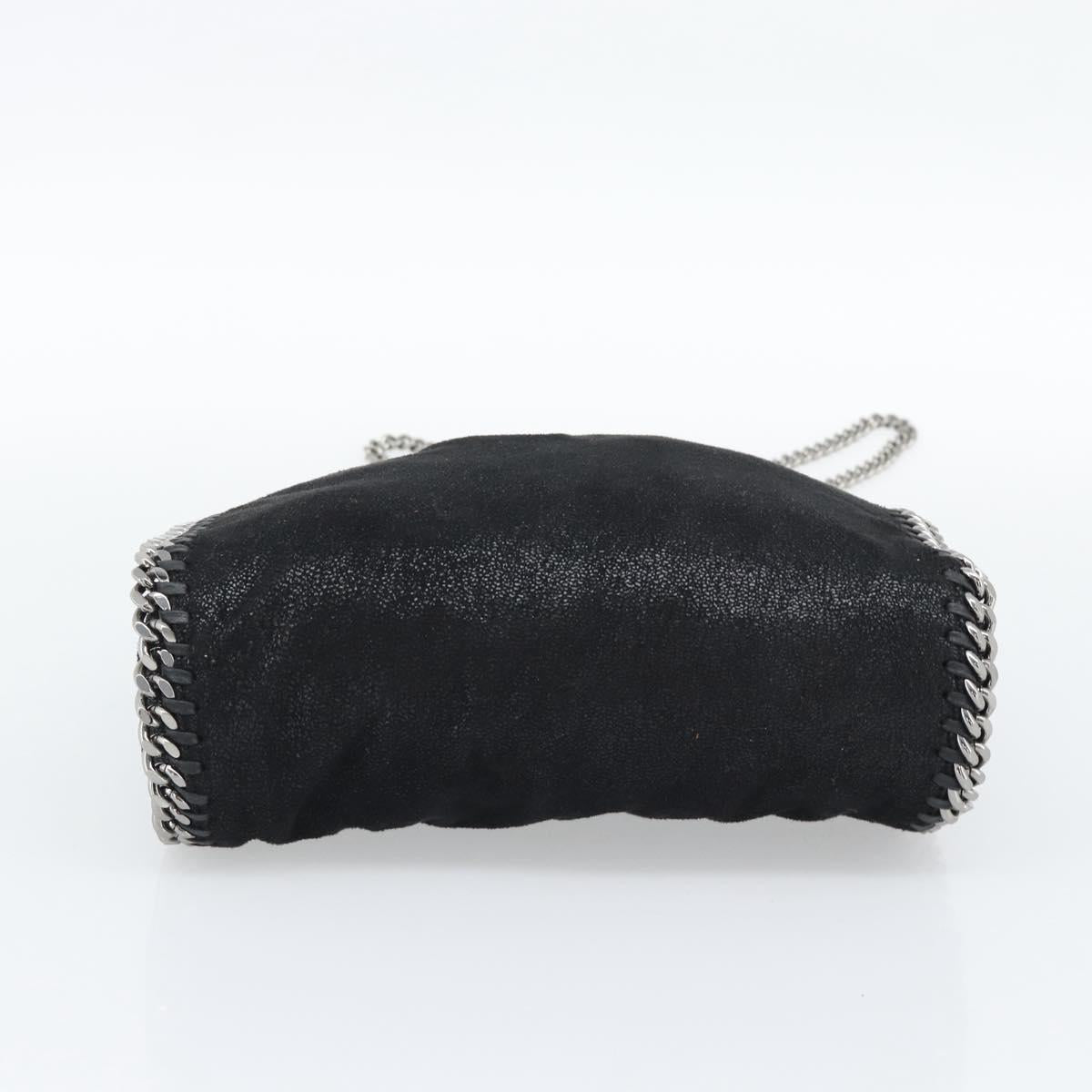Stella MacCartney Falabella Chain Shoulder Bag Suede Black Silver Auth BA14165A