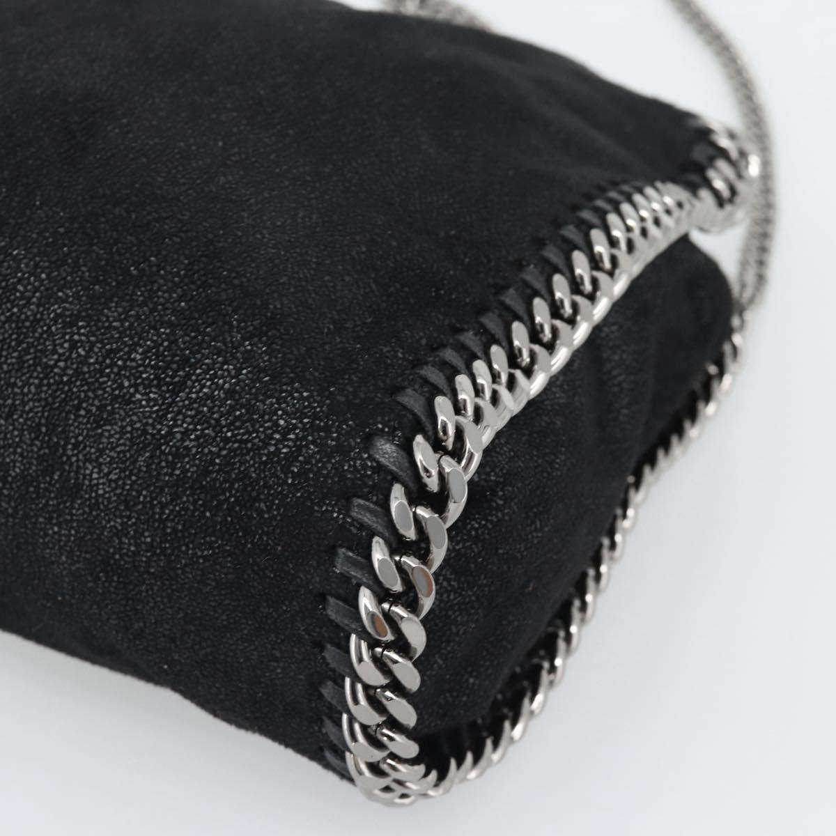 Stella MacCartney Falabella Chain Shoulder Bag Suede Black Silver Auth BA14165A