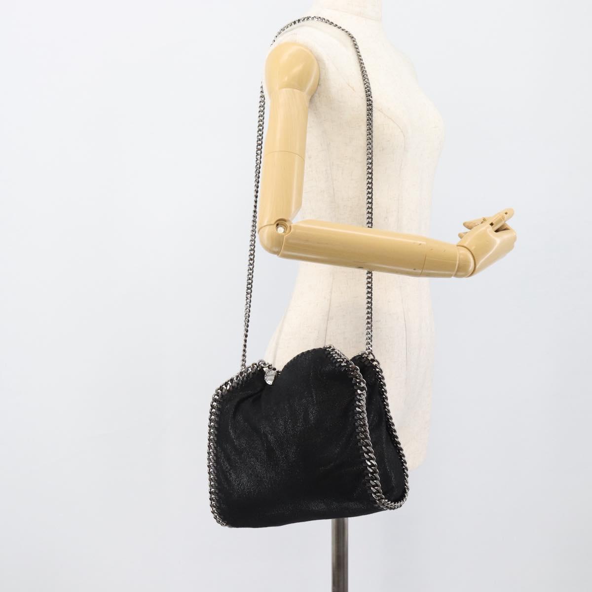 Stella MacCartney Falabella Chain Shoulder Bag Suede Black Silver Auth BA14165A