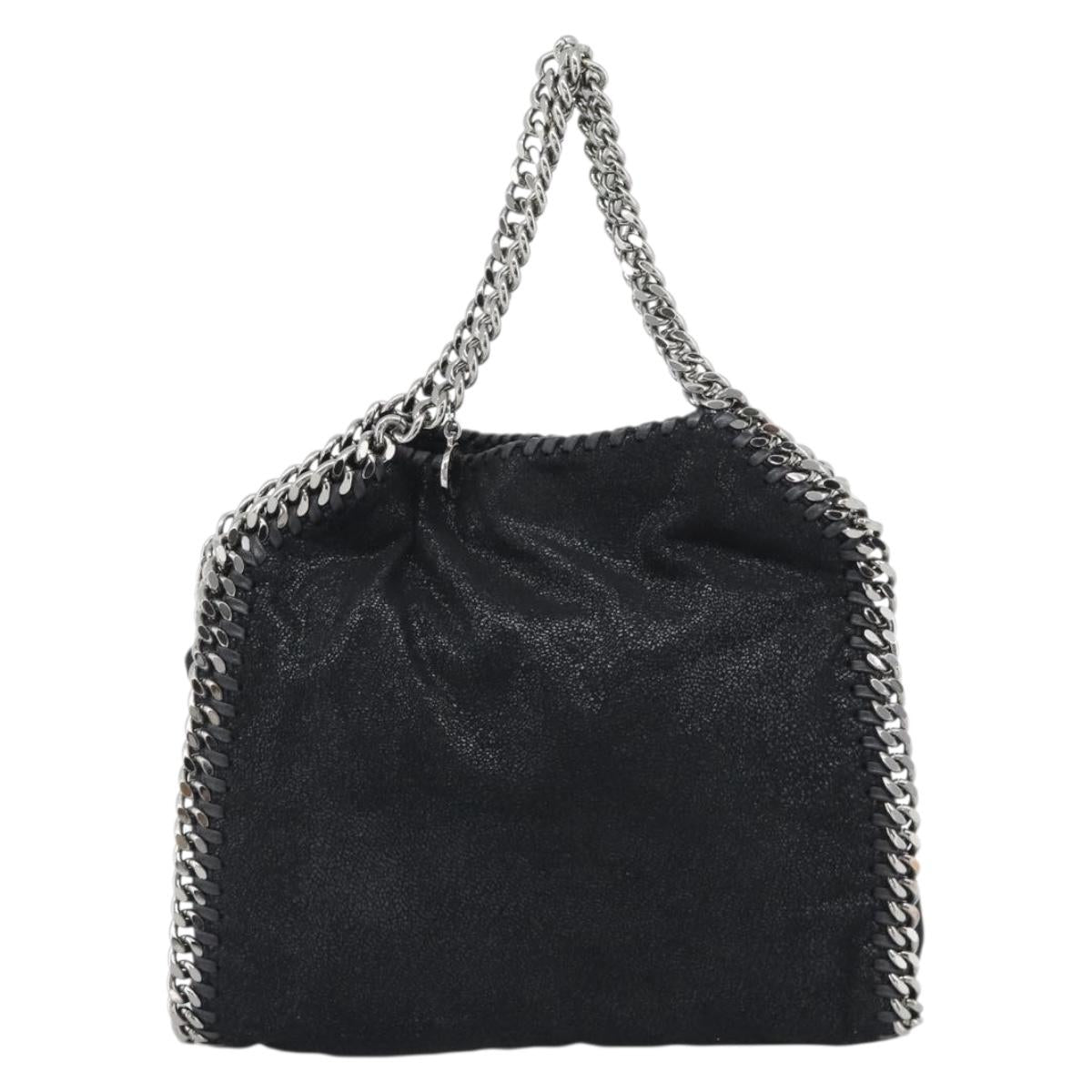 Stella MacCartney Falabella Chain Shoulder Bag Suede Black Silver Auth BA14165A