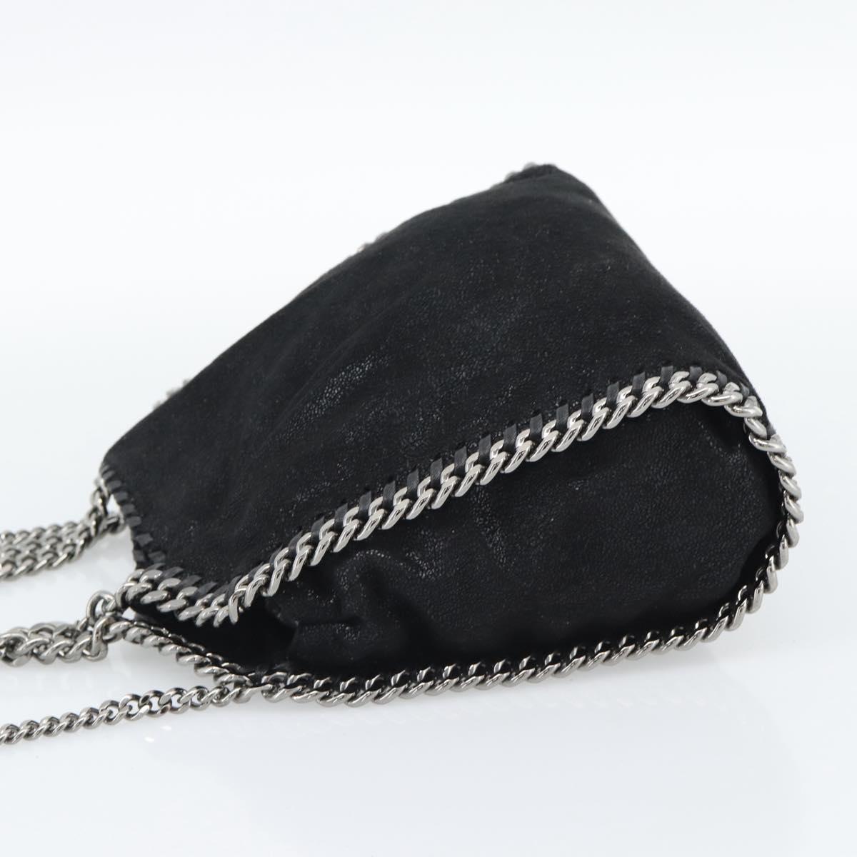 Stella MacCartney Falabella Chain Shoulder Bag Suede Black Silver Auth BA14165A