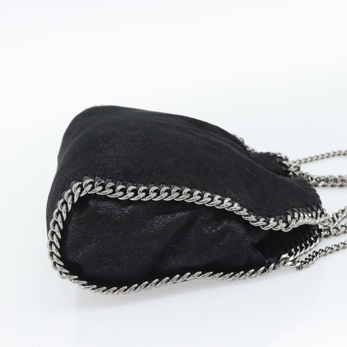 Stella MacCartney Falabella Chain Shoulder Bag Suede Black Silver Auth BA14165A