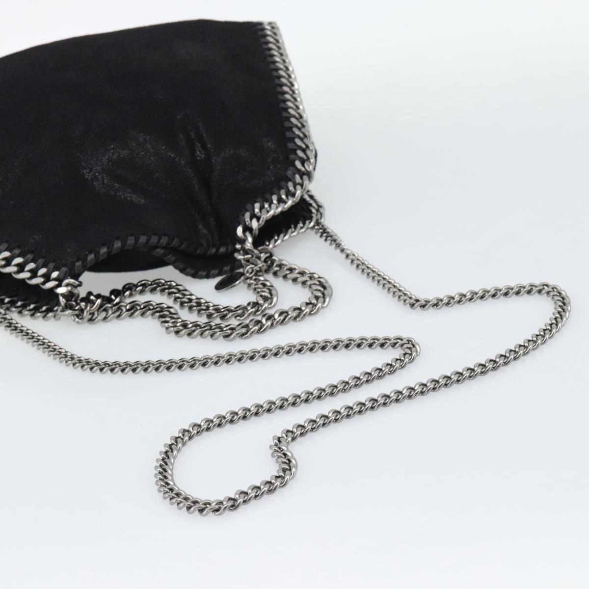 Stella MacCartney Falabella Chain Shoulder Bag Suede Black Silver Auth BA14165A