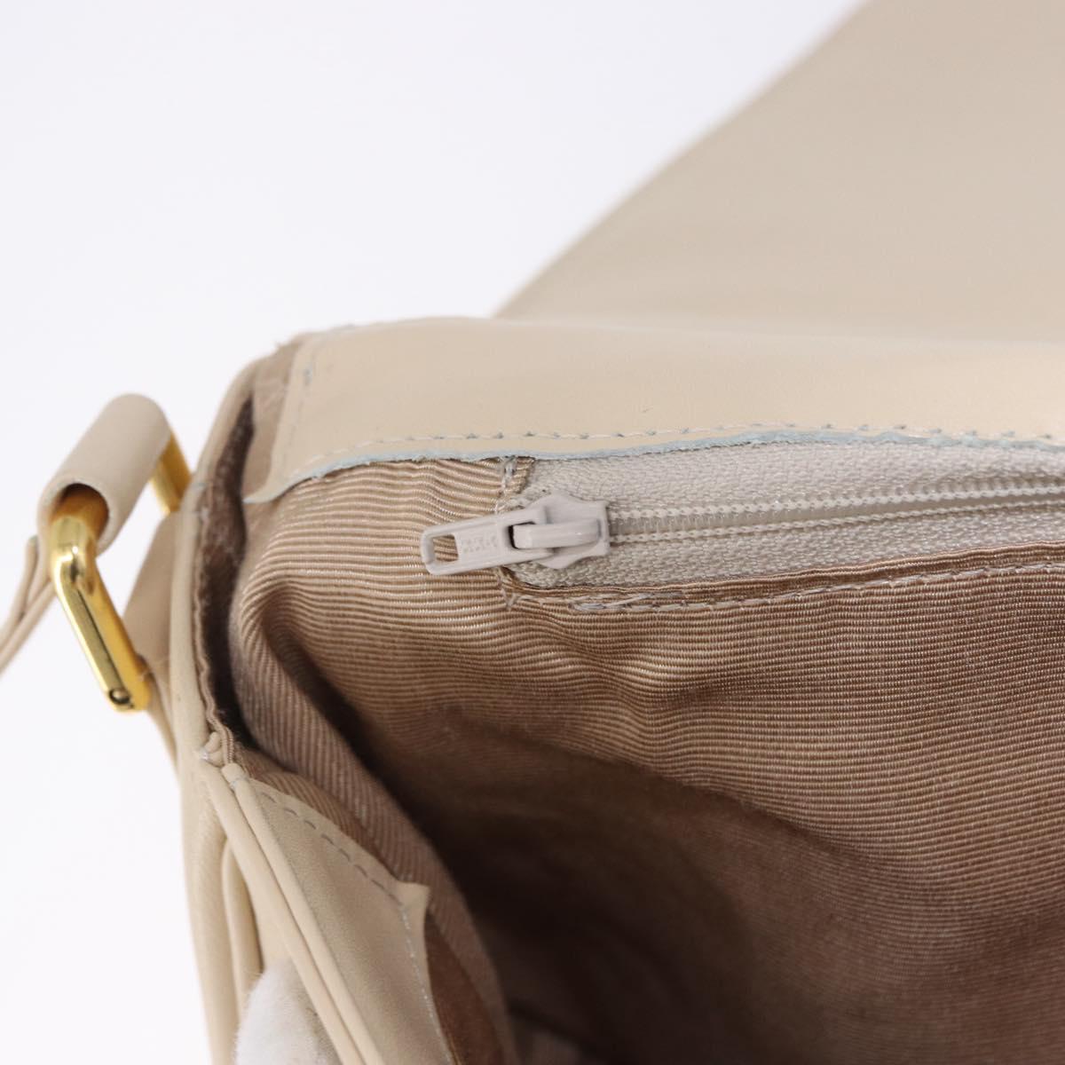 VALENTINO Shoulder Bag Leather 2way Ivory Gold Tone Auth BA14166V