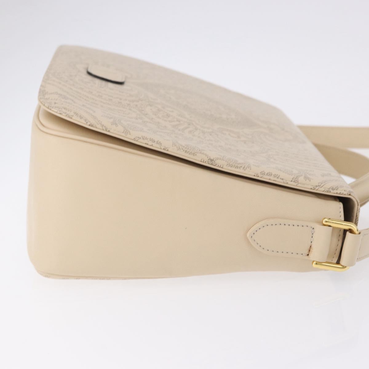 VALENTINO Shoulder Bag Leather 2way Ivory Gold Tone Auth BA14166V
