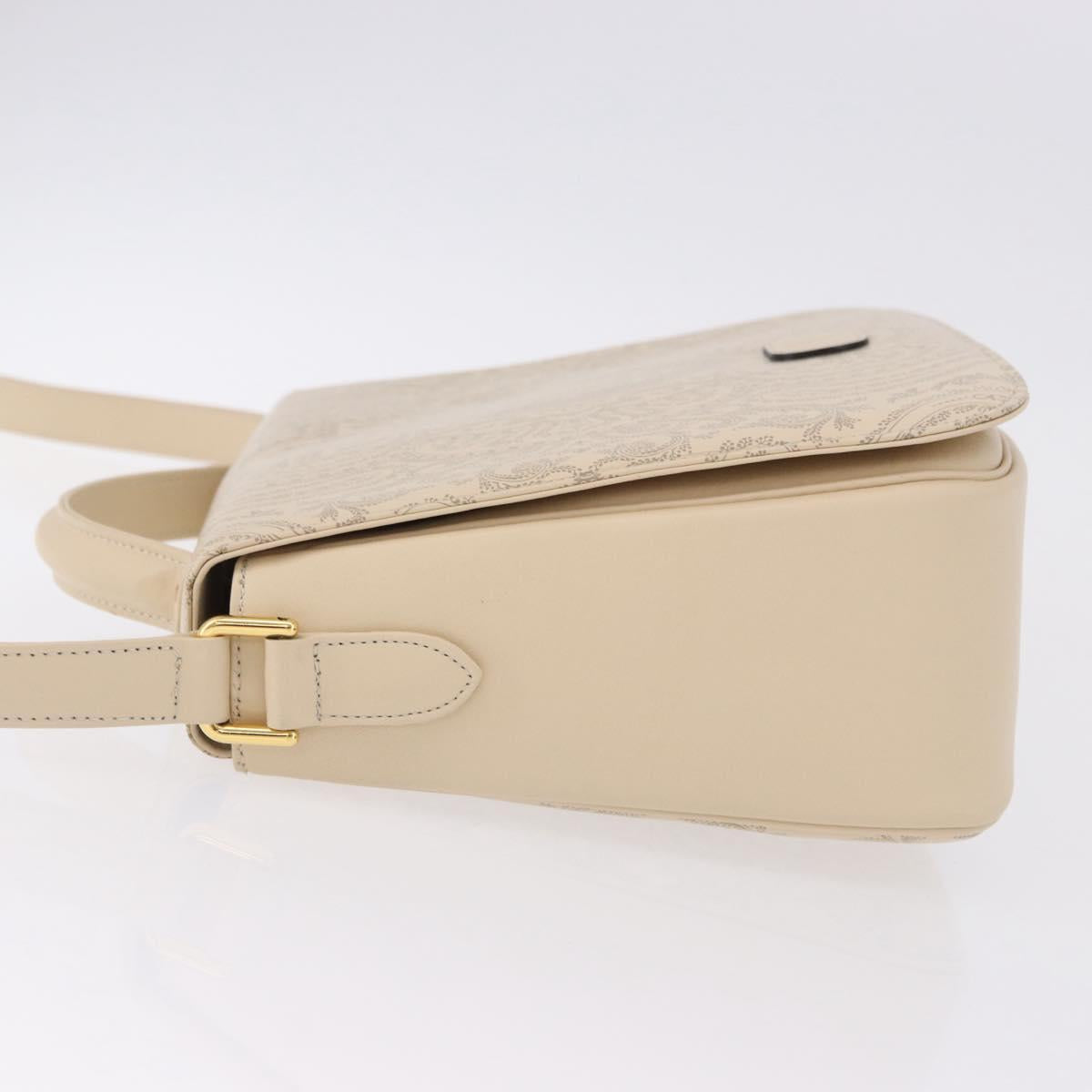 VALENTINO Shoulder Bag Leather 2way Ivory Gold Tone Auth BA14166V