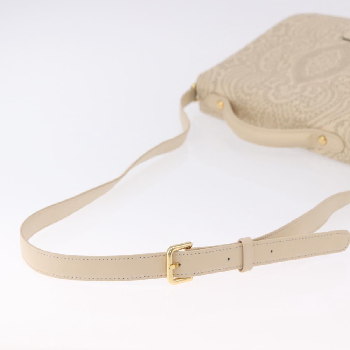 VALENTINO Shoulder Bag Leather 2way Ivory Gold Tone Auth BA14166V
