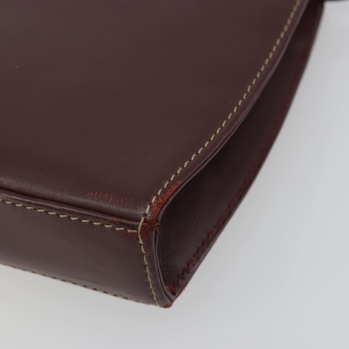 CARTIER Must Line Shoulder Bag Leather Bordeaux Gold Auth BA14172