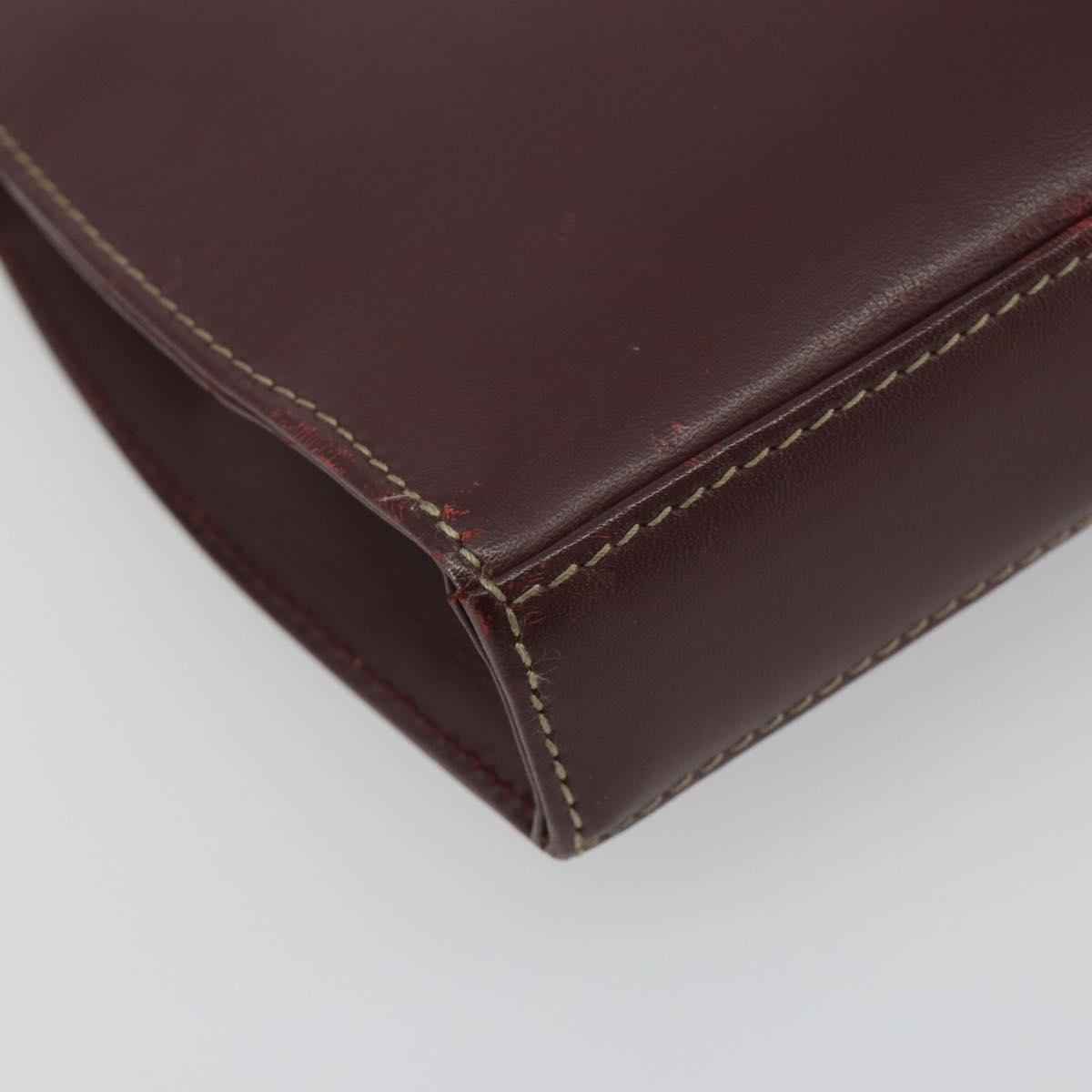 CARTIER Must Line Shoulder Bag Leather Bordeaux Gold Auth BA14172