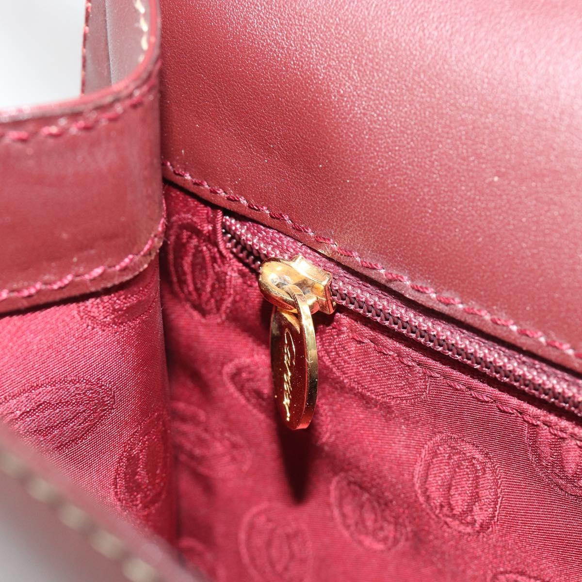 CARTIER Must Line Shoulder Bag Leather Bordeaux Gold Auth BA14172