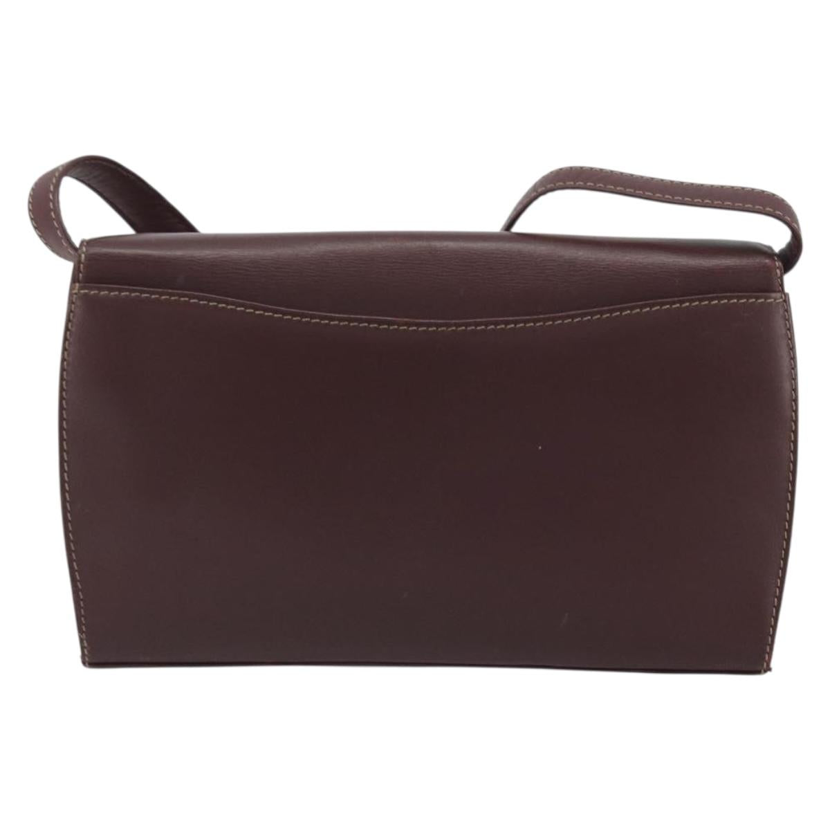 CARTIER Must Line Shoulder Bag Leather Bordeaux Gold Auth BA14172