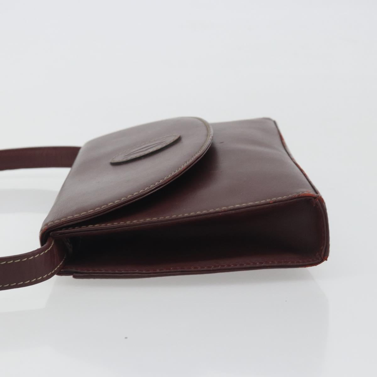 CARTIER Must Line Shoulder Bag Leather Bordeaux Gold Auth BA14172