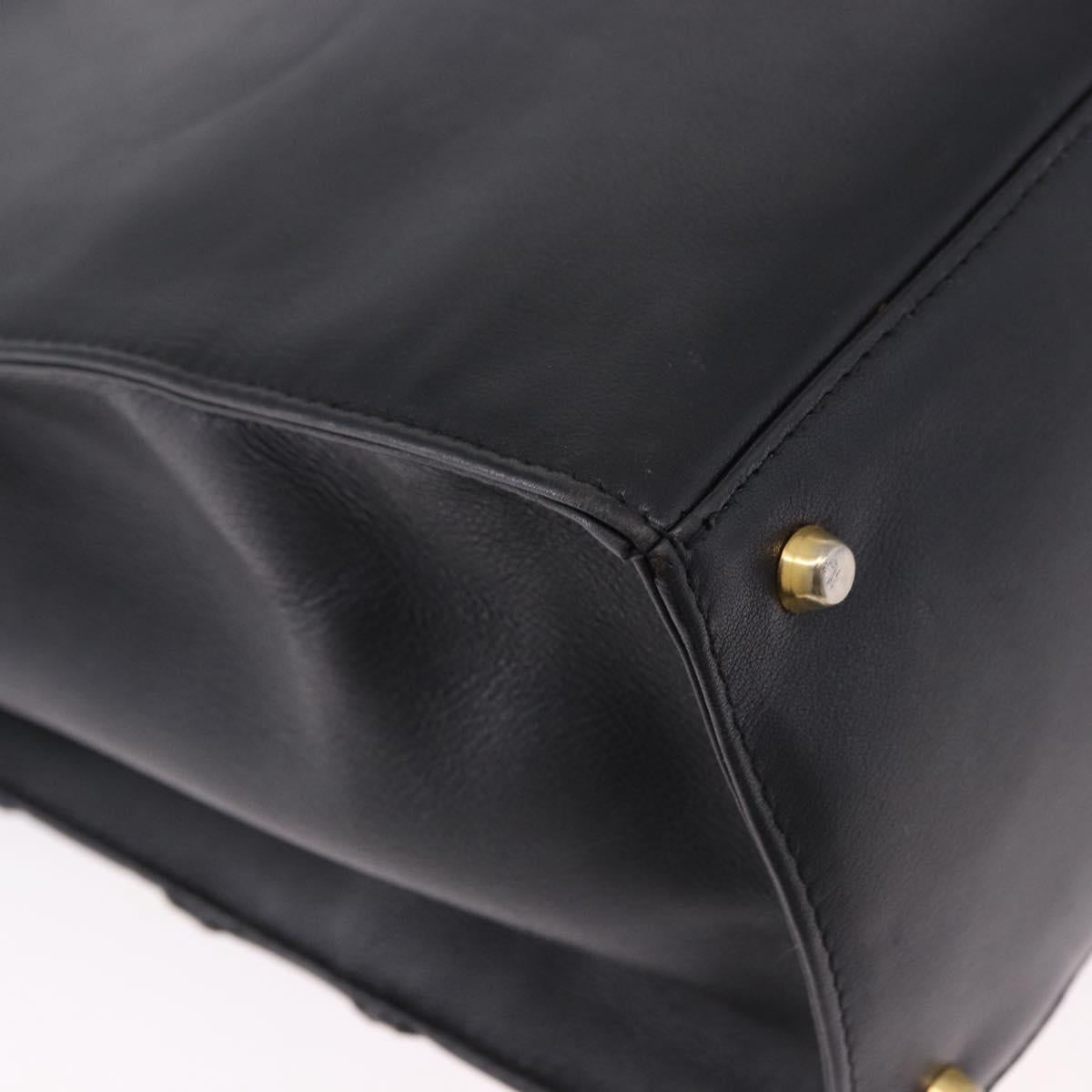 Gianni Versace Tote Bag Leather Black Gold Tone Auth BA14178V
