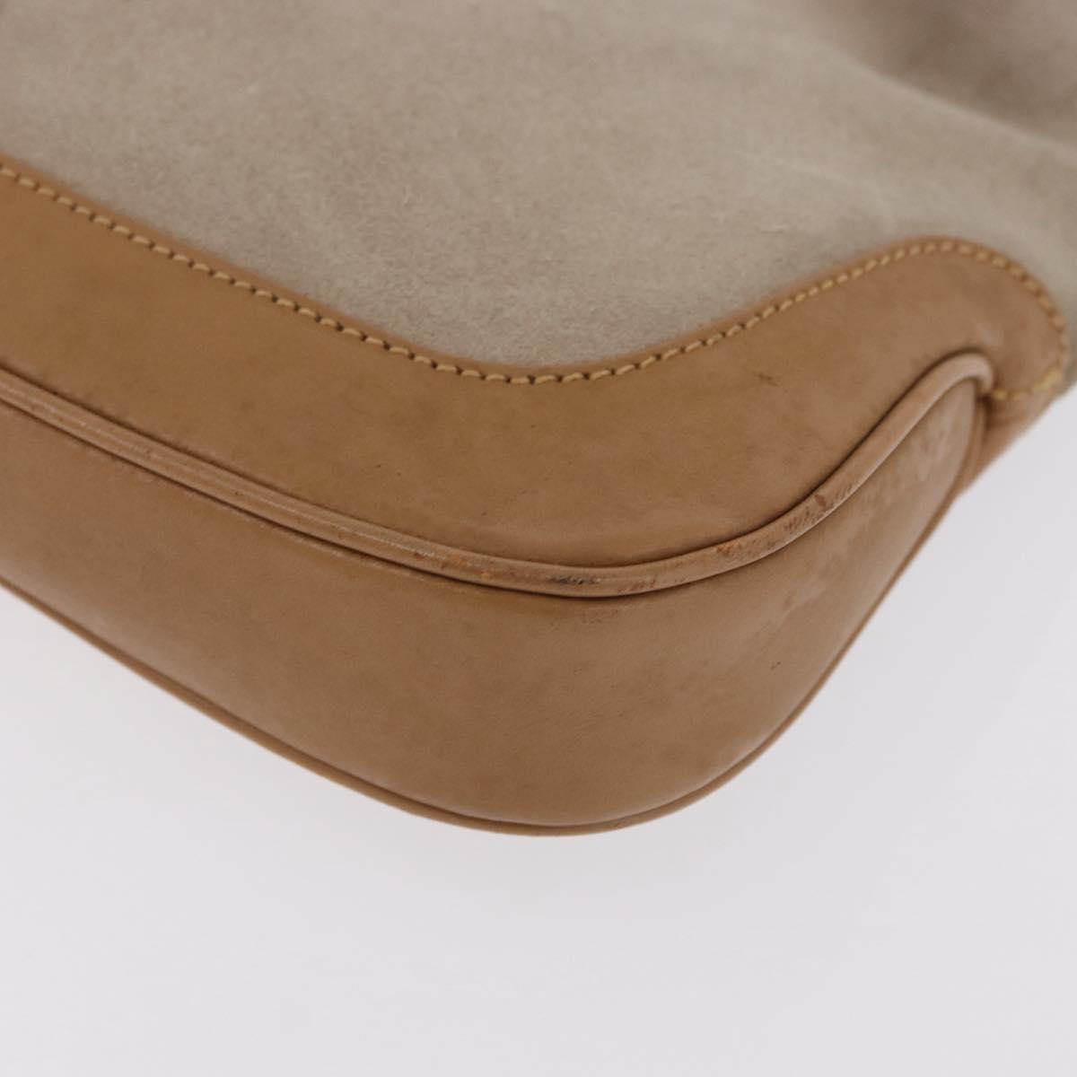 GUCCI Jackie Shoulder Bag Suede Beige Silver 001 3735 Auth BA14182