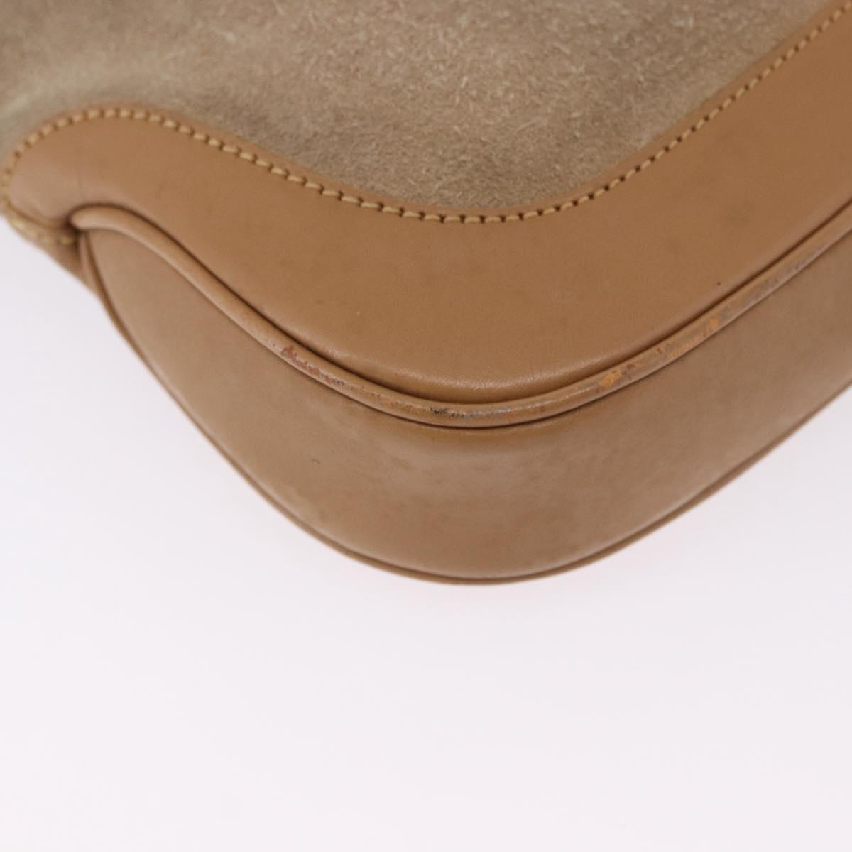 GUCCI Jackie Shoulder Bag Suede Beige Silver 001 3735 Auth BA14182