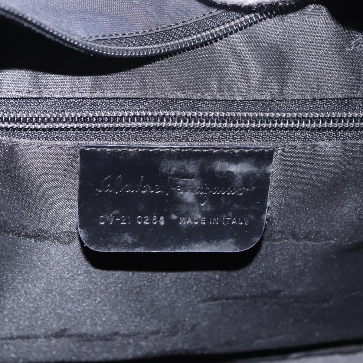 Salvatore Ferragamo Hand Bag Canvas Black Silver Auth BA14183
