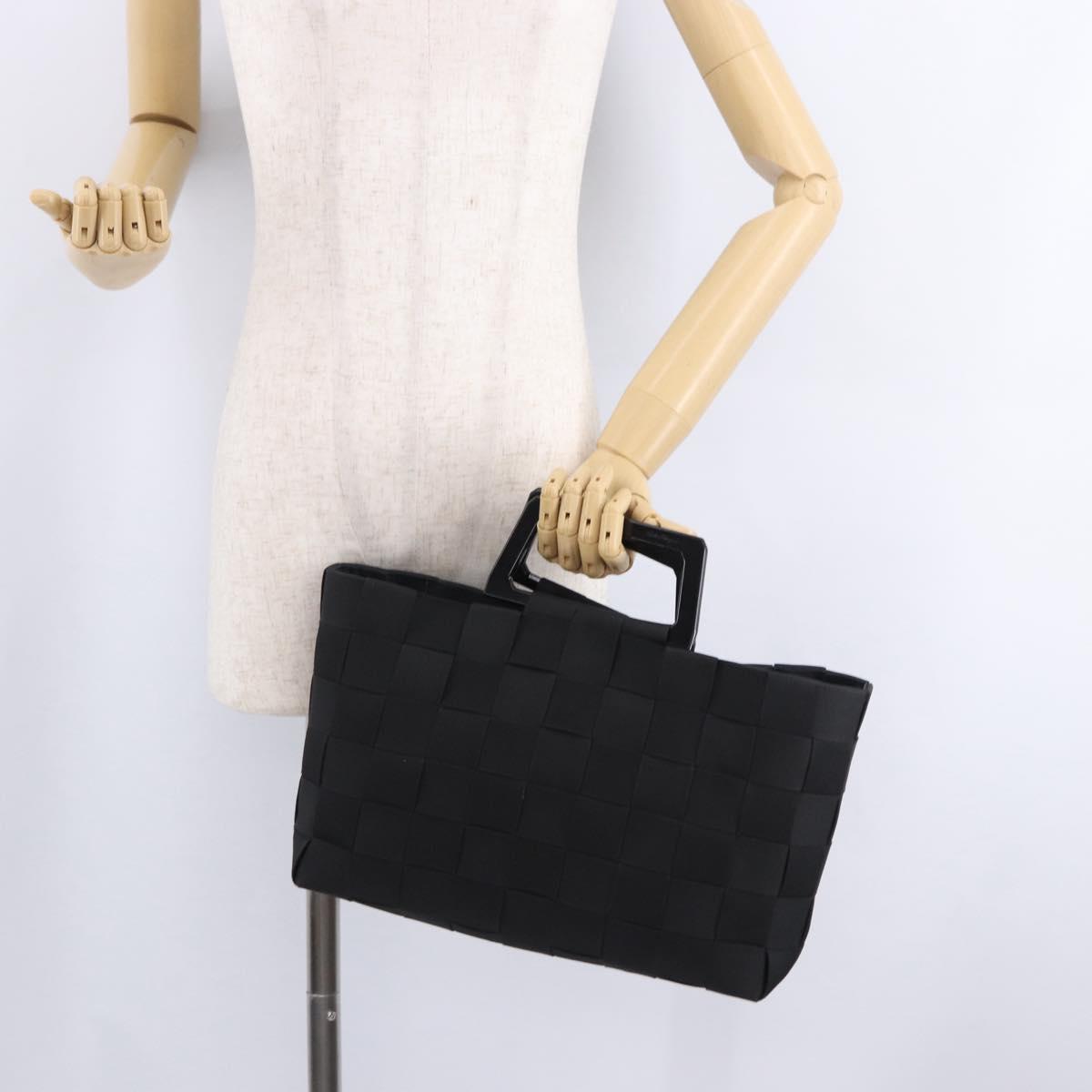 Salvatore Ferragamo Hand Bag Canvas Black Silver Auth BA14183