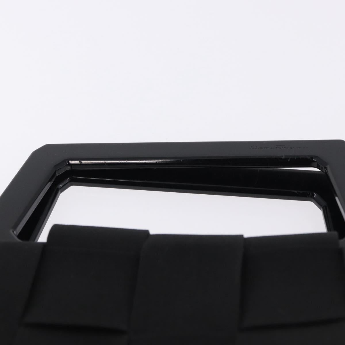 Salvatore Ferragamo Hand Bag Canvas Black Silver Auth BA14183