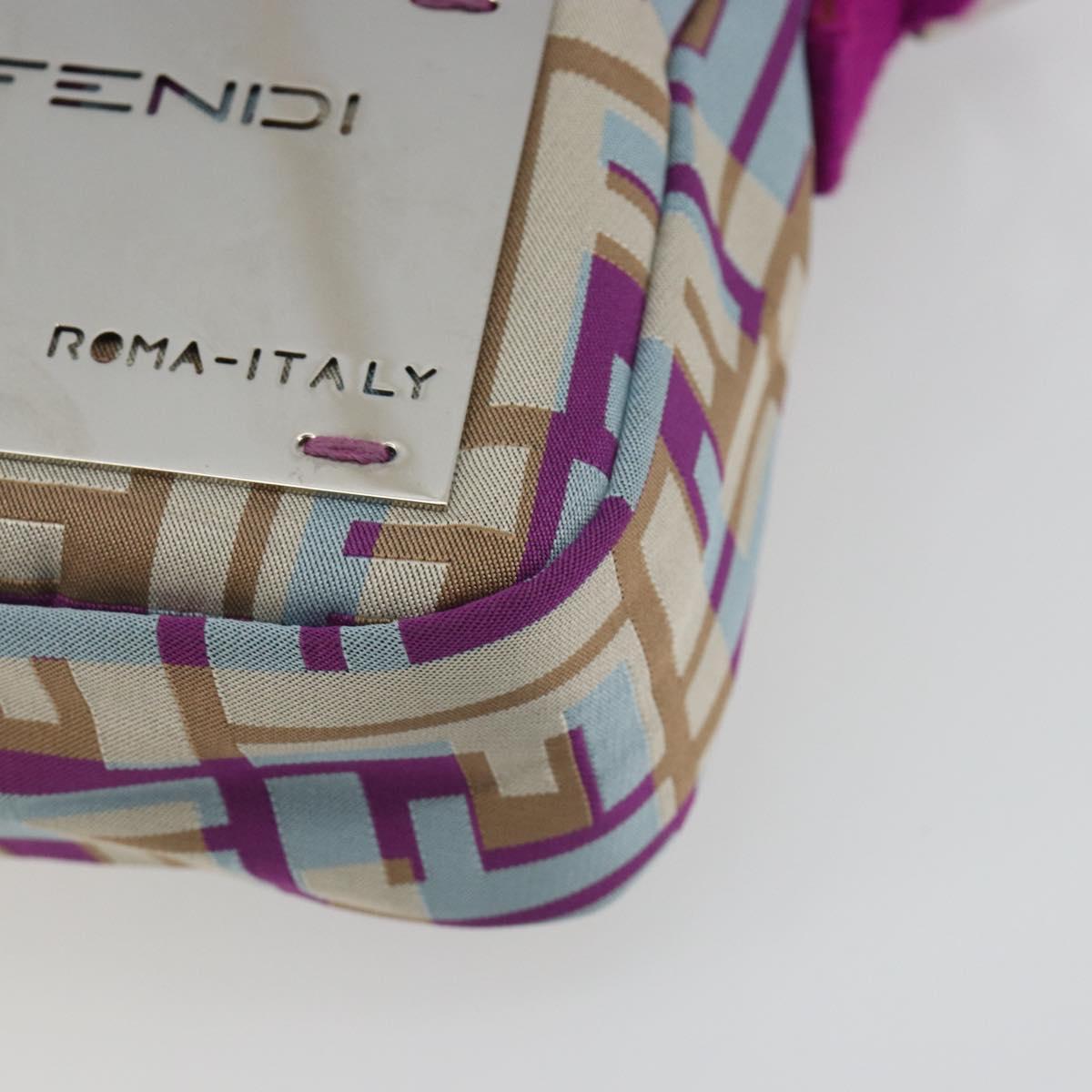 FENDI Zucca Canvas Shoulder Bag Purple Silver Auth BA14184