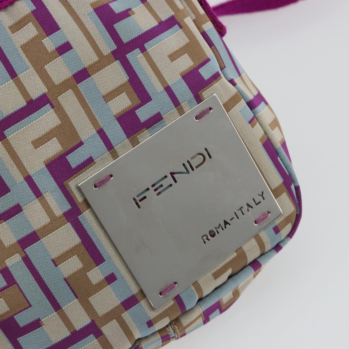 FENDI Zucca Canvas Shoulder Bag Purple Silver Auth BA14184