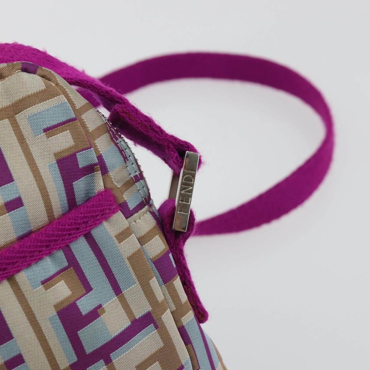 FENDI Zucca Canvas Shoulder Bag Purple Silver Auth BA14184