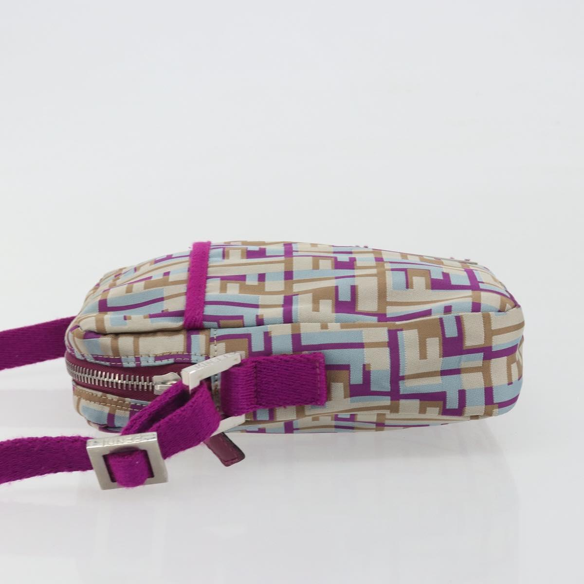 FENDI Zucca Canvas Shoulder Bag Purple Silver Auth BA14184