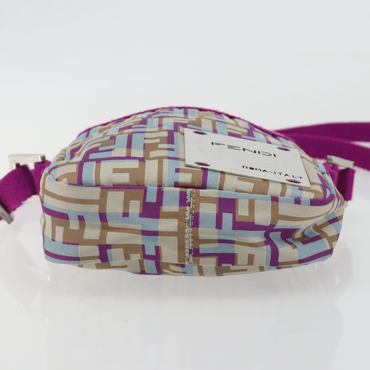 FENDI Zucca Canvas Shoulder Bag Purple Silver Auth BA14184