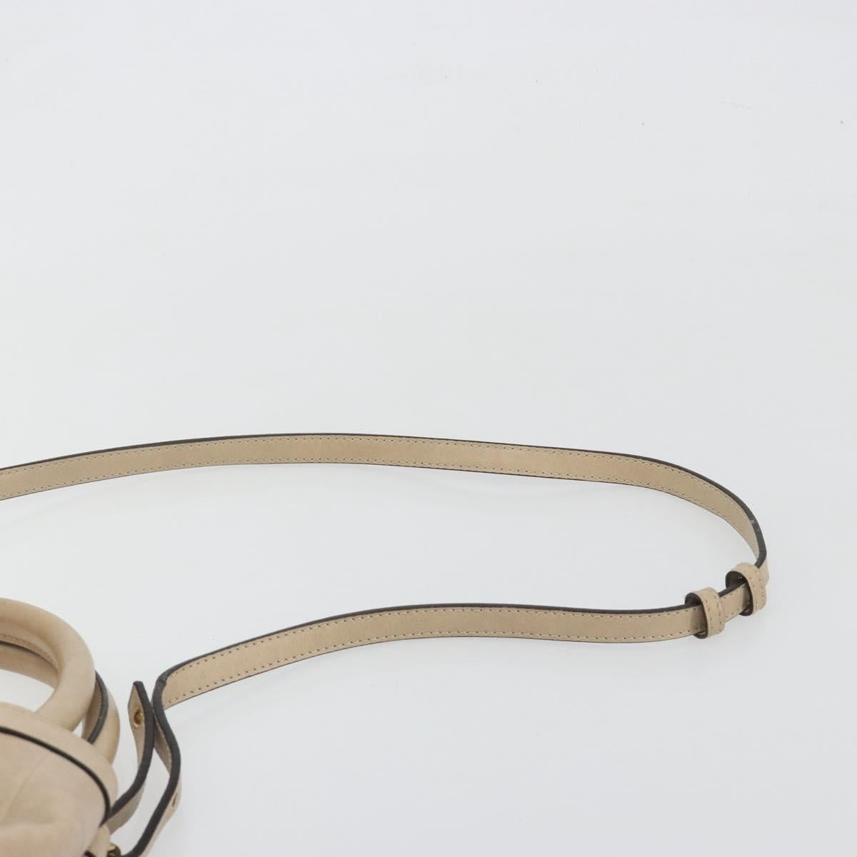 Chloe Victoria Hand Bag Leather 2way Beige Gold Auth BA14185A