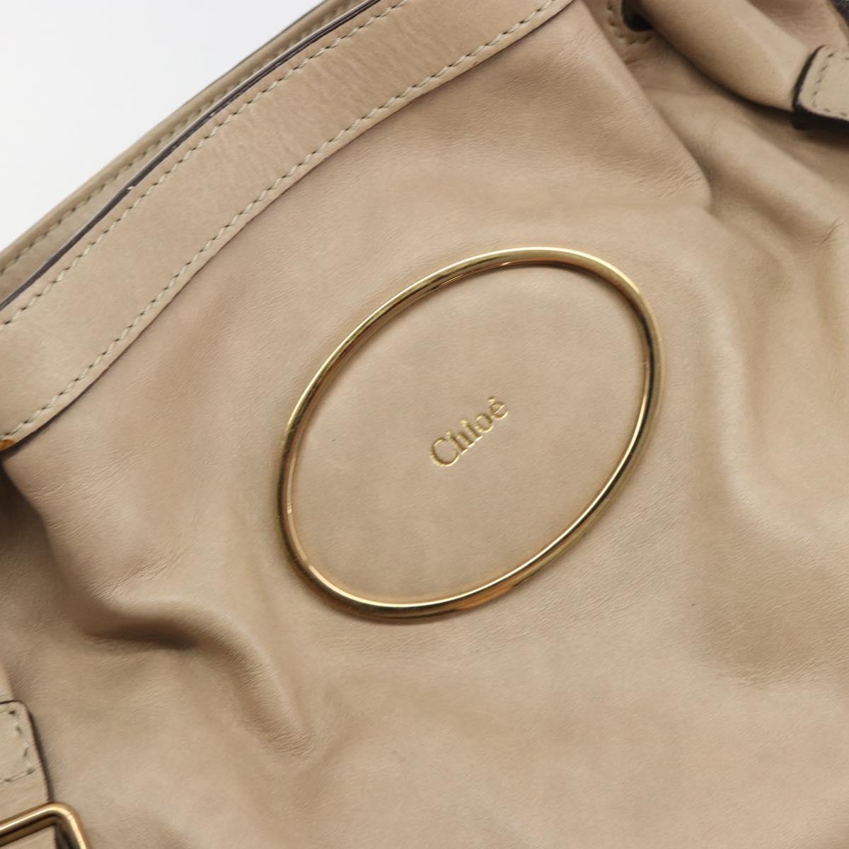 Chloe Victoria Hand Bag Leather 2way Beige Gold Auth BA14185A