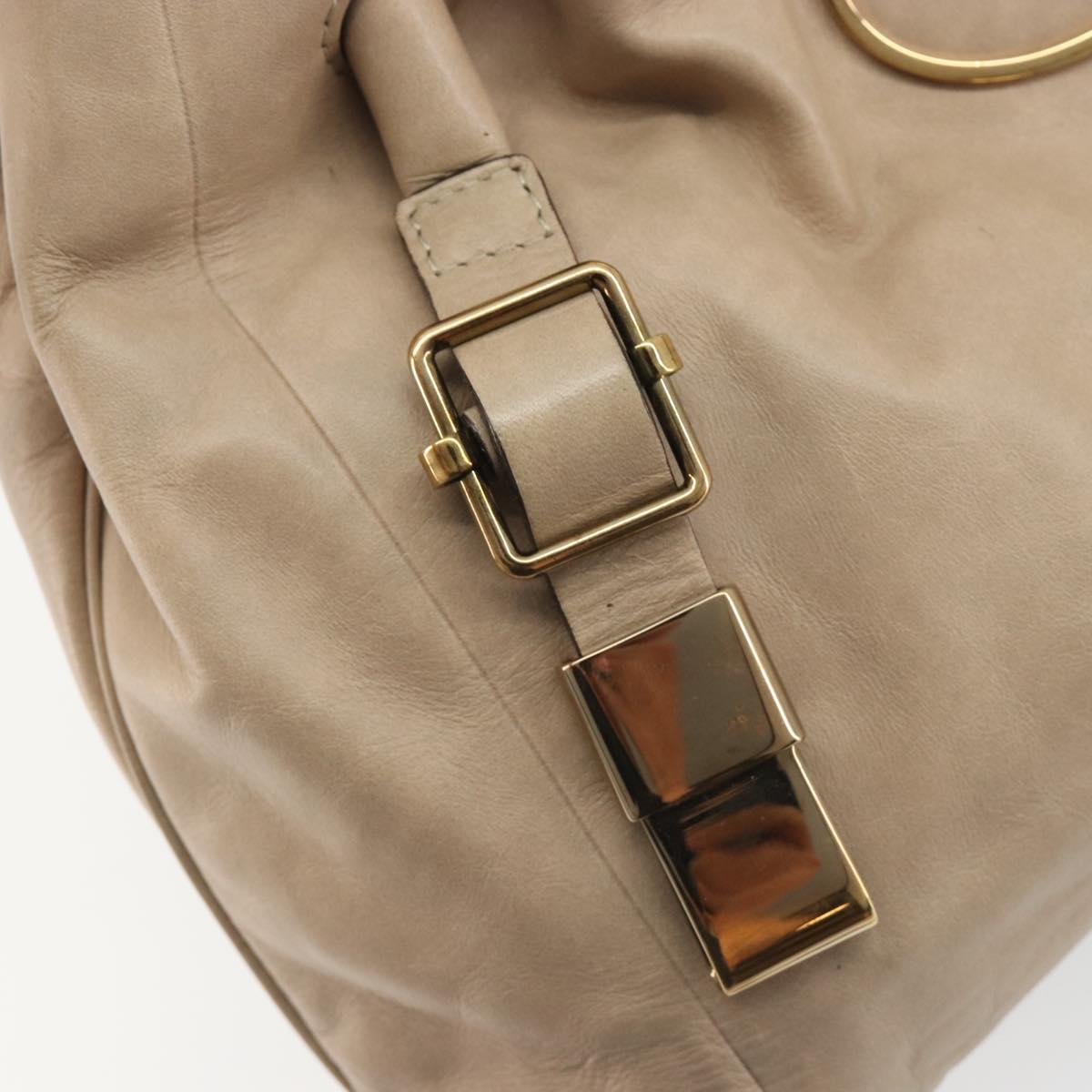 Chloe Victoria Hand Bag Leather 2way Beige Gold Auth BA14185A