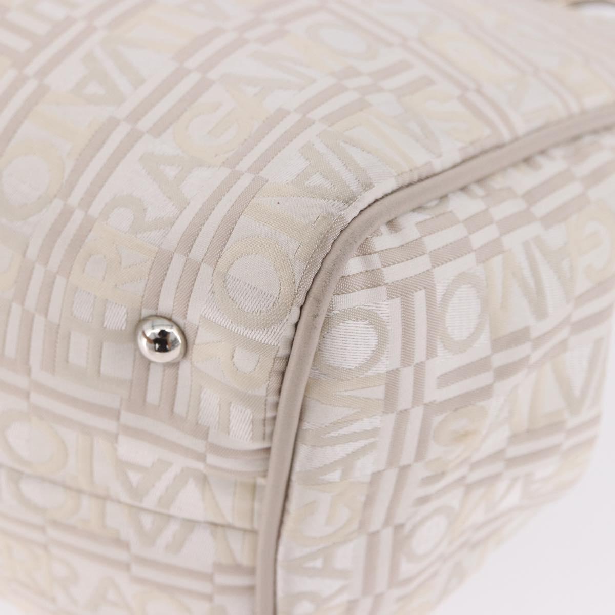 Salvatore Ferragamo Hand Bag Jacquard Ivory Silver Auth BA14190A