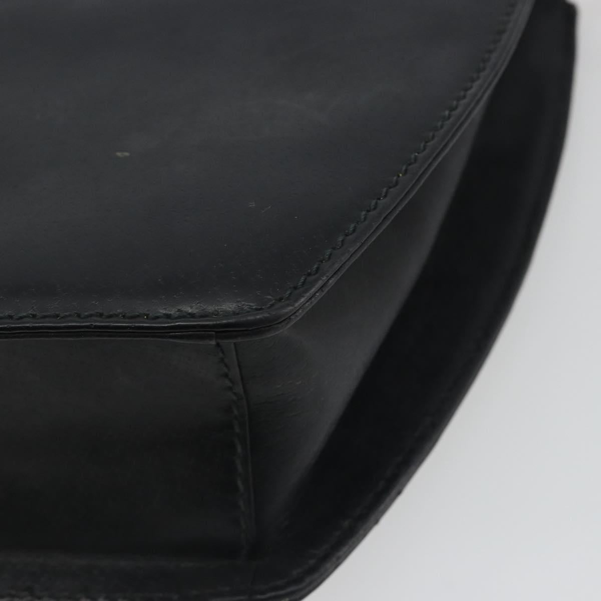 GUCCI Shoulder Bag Leather Black Gold Auth BA14193
