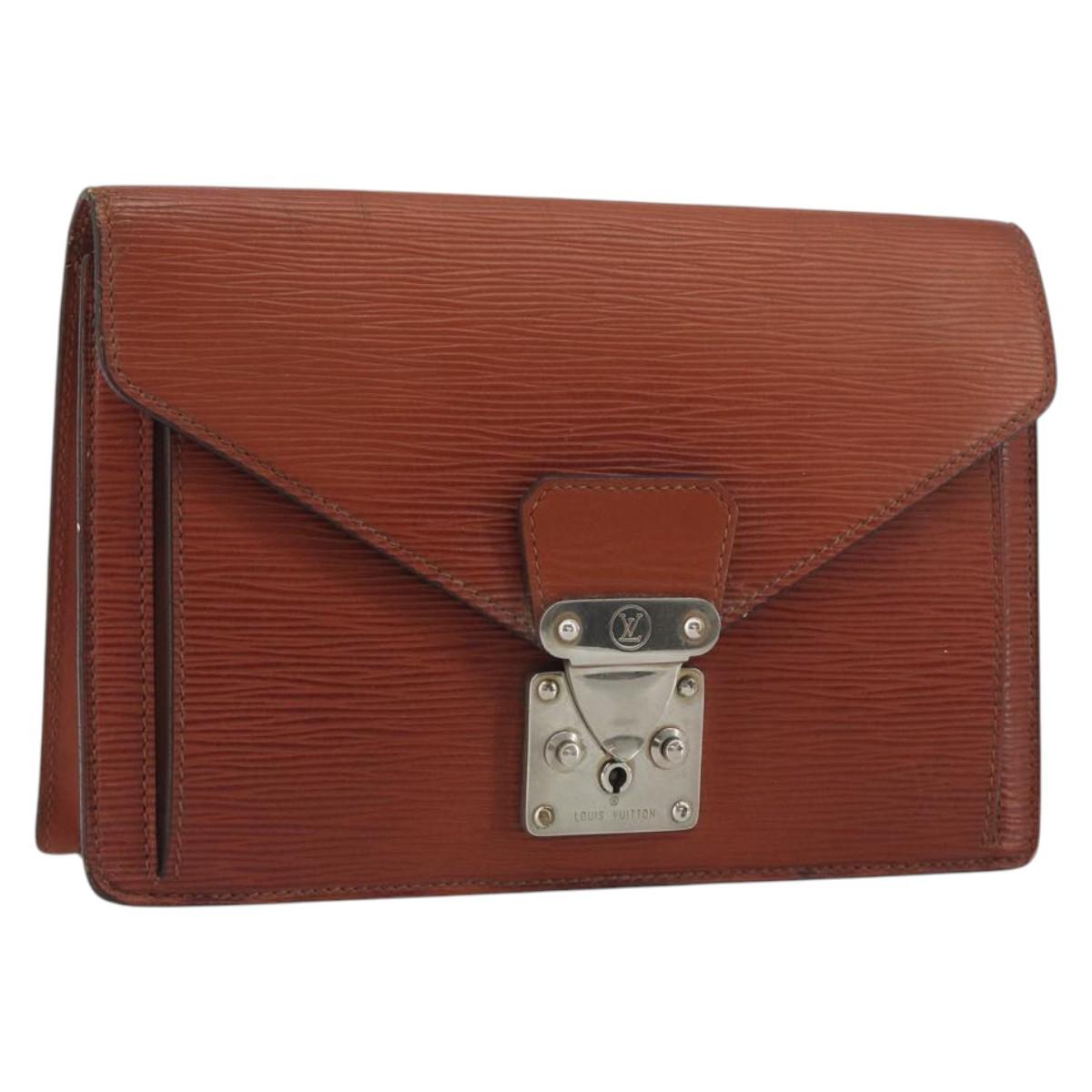 LOUIS VUITTON Epi Sellier Dragonne Clutch Bag Brown M52613 LV Auth BA14195