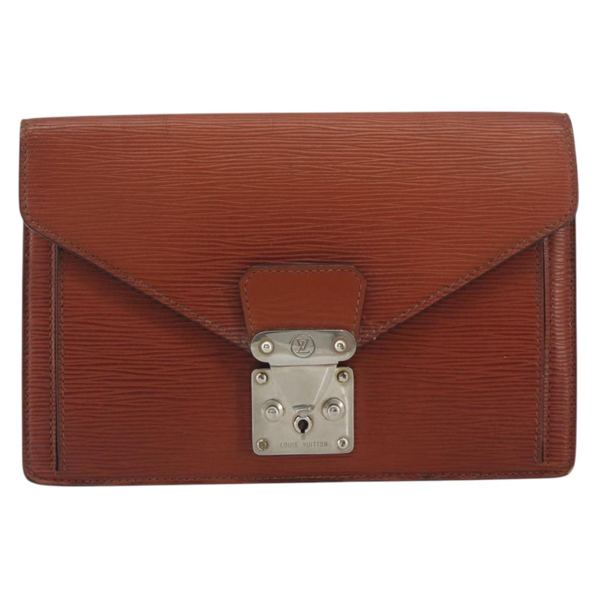 LOUIS VUITTON Epi Sellier Dragonne Clutch Bag Brown M52613 LV Auth BA14195