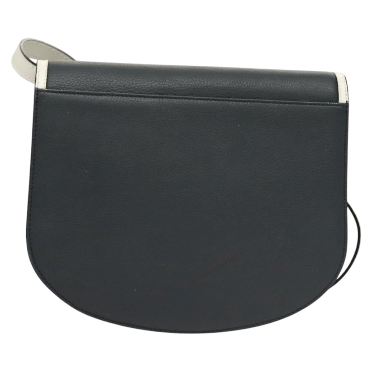 BALLY Shoulder Bag Leather Navy Gold Auth BA1420