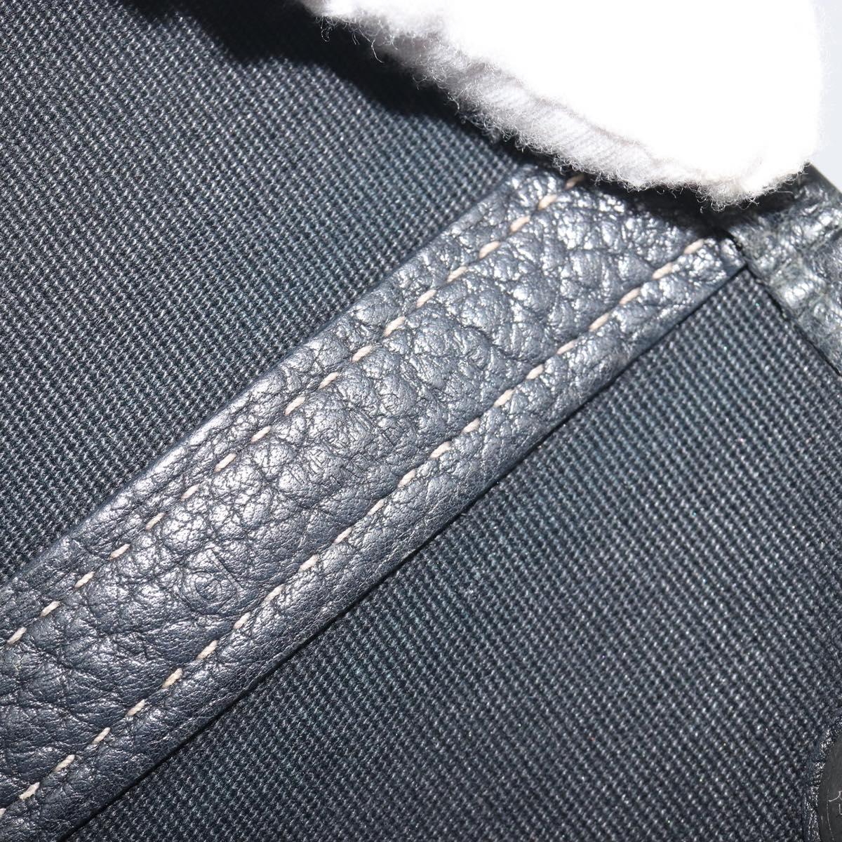 HERMES Garden Party PM Hand Bag Canvas Black Silver Auth BA14200