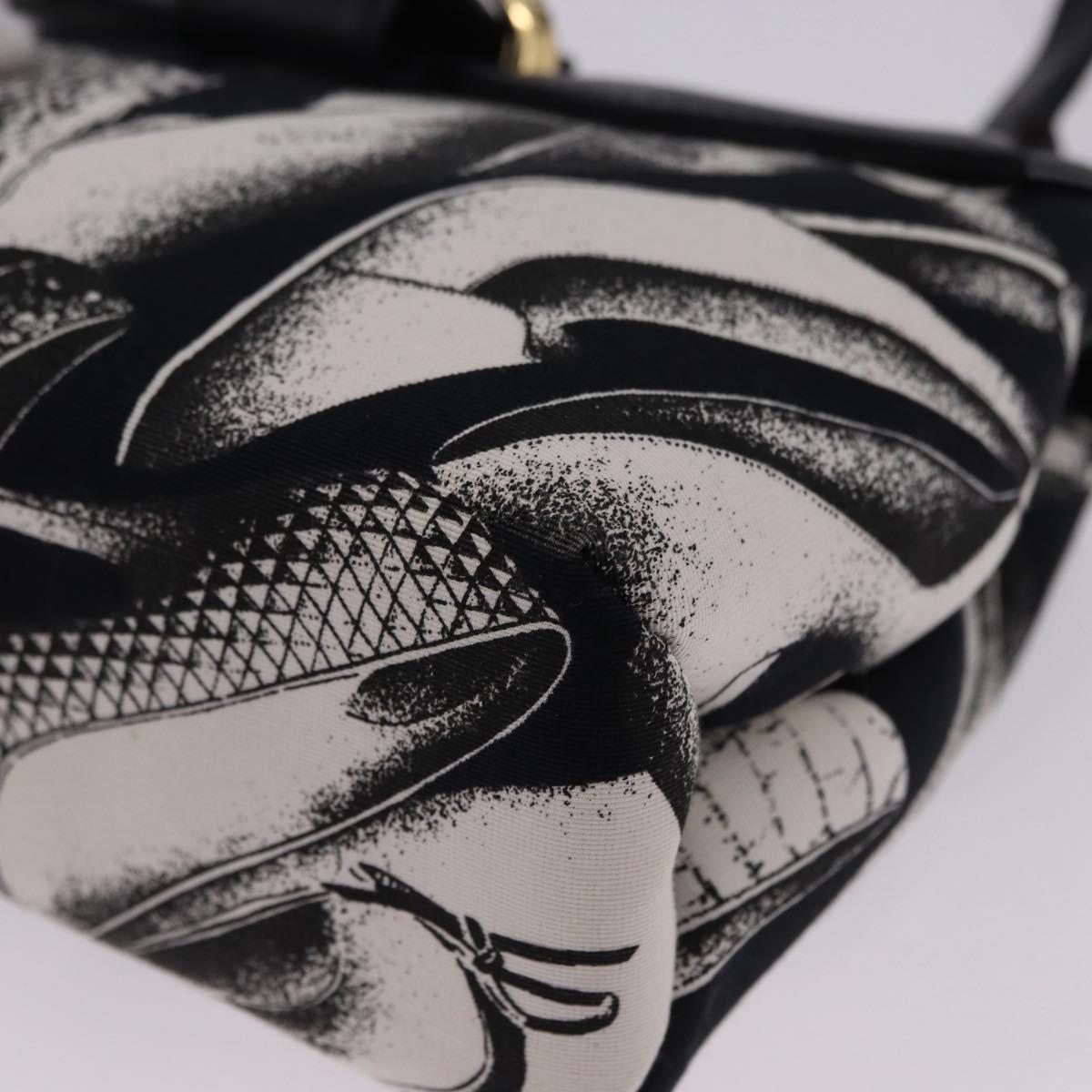 Salvatore Ferragamo Shoulder Bag Canvas Black Gold Auth BA14201A